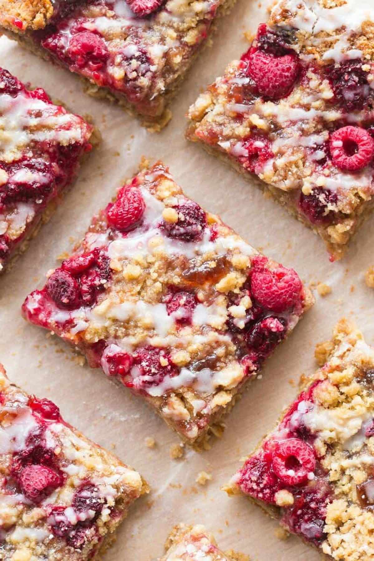 sliced raspberry bars.