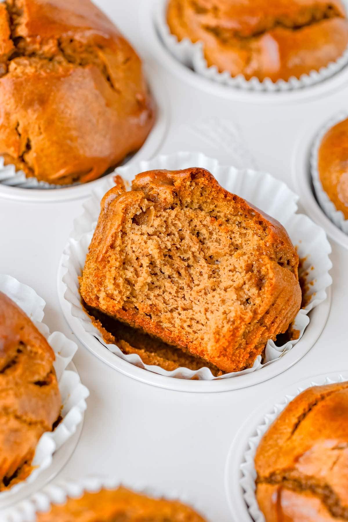 healthy sweet potato muffins in a muffin tin.
