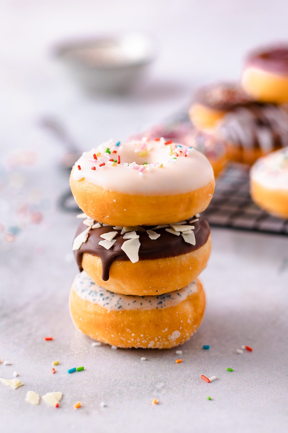 stack of air fryer donuts.