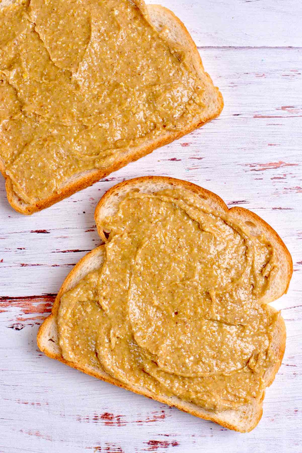 slice of bread with healthy cookie butter on top.