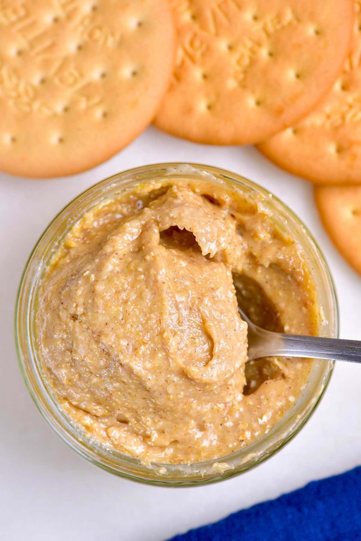 protein cookie butter in a jar.