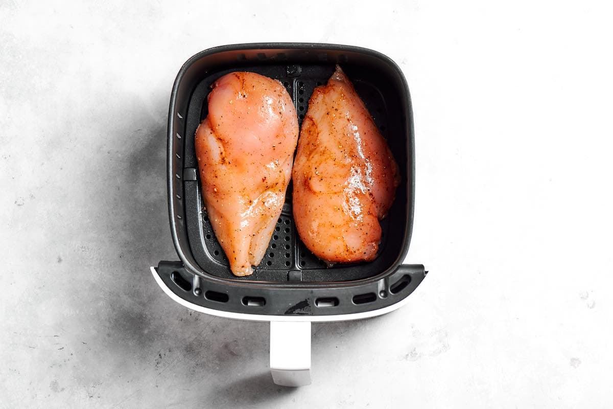 raw frozen chicken breasts in air fryer.