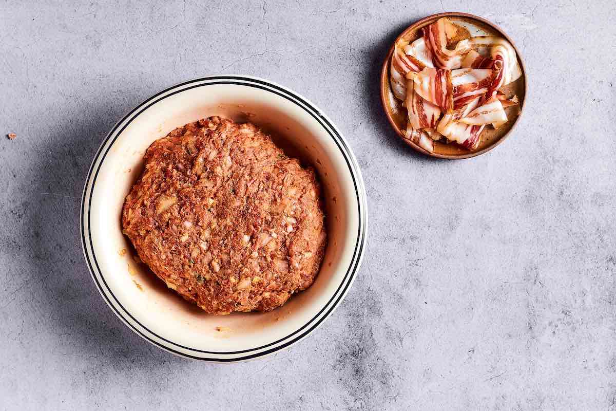 shaped gyro meat mixture in a bowl.