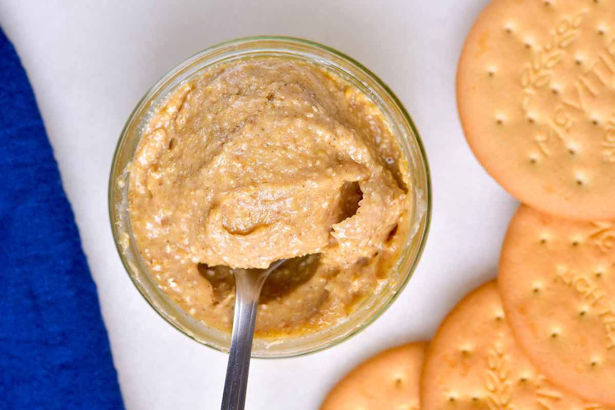 healthy cookie butter in a serving bowl.
