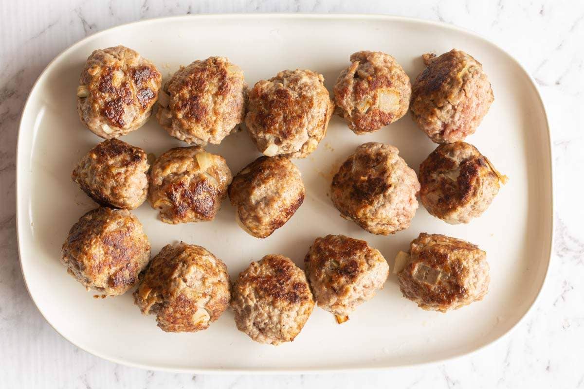 pan-fried keto meatballs.