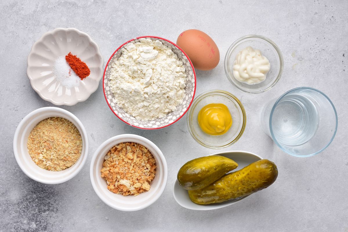 ingredients for air fryer fried pickles.