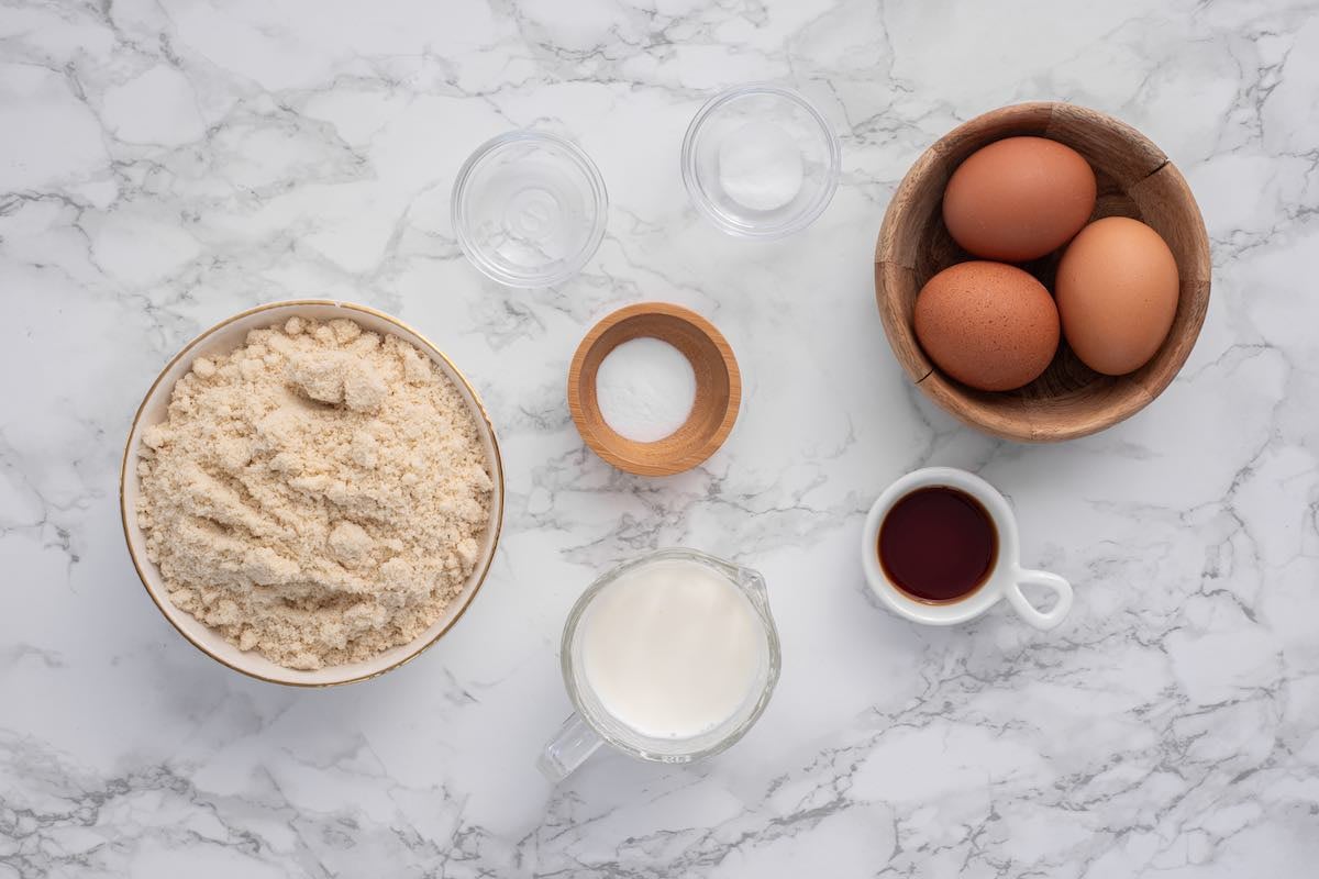 ingredients to make almond flour pancakes.