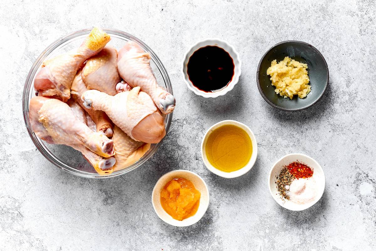 ingredients for baked chicken legs.