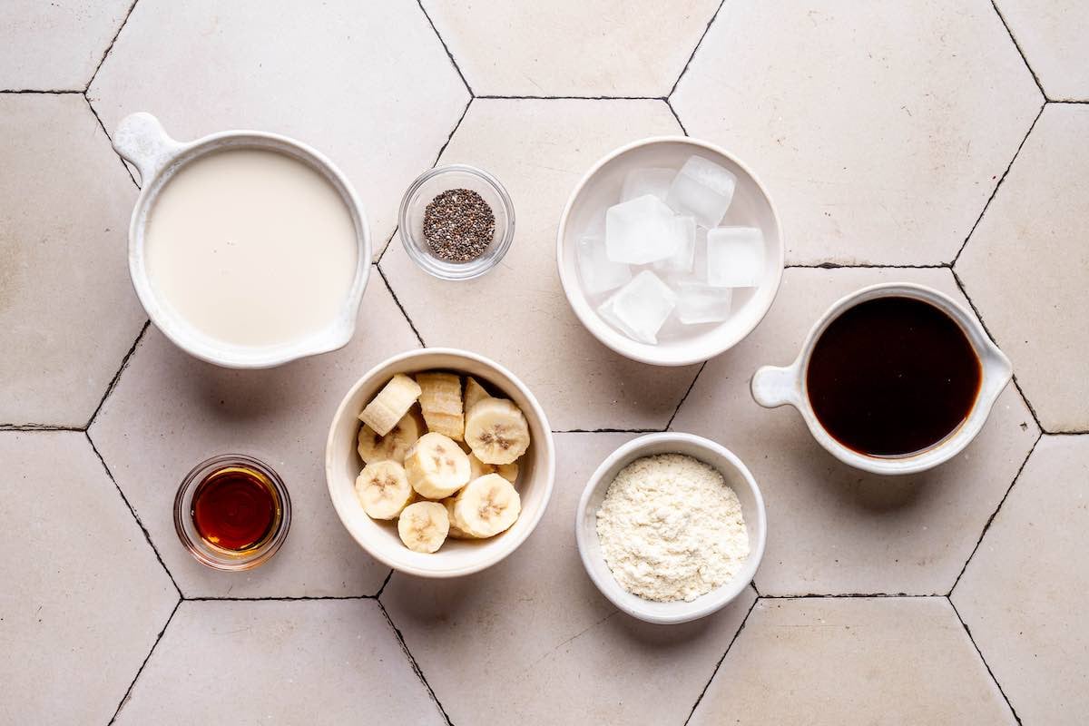 ingredients for coffee protein shake.