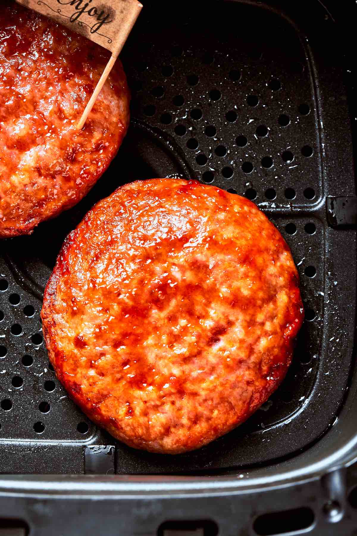 frozen cooked burgers in the air fryer.