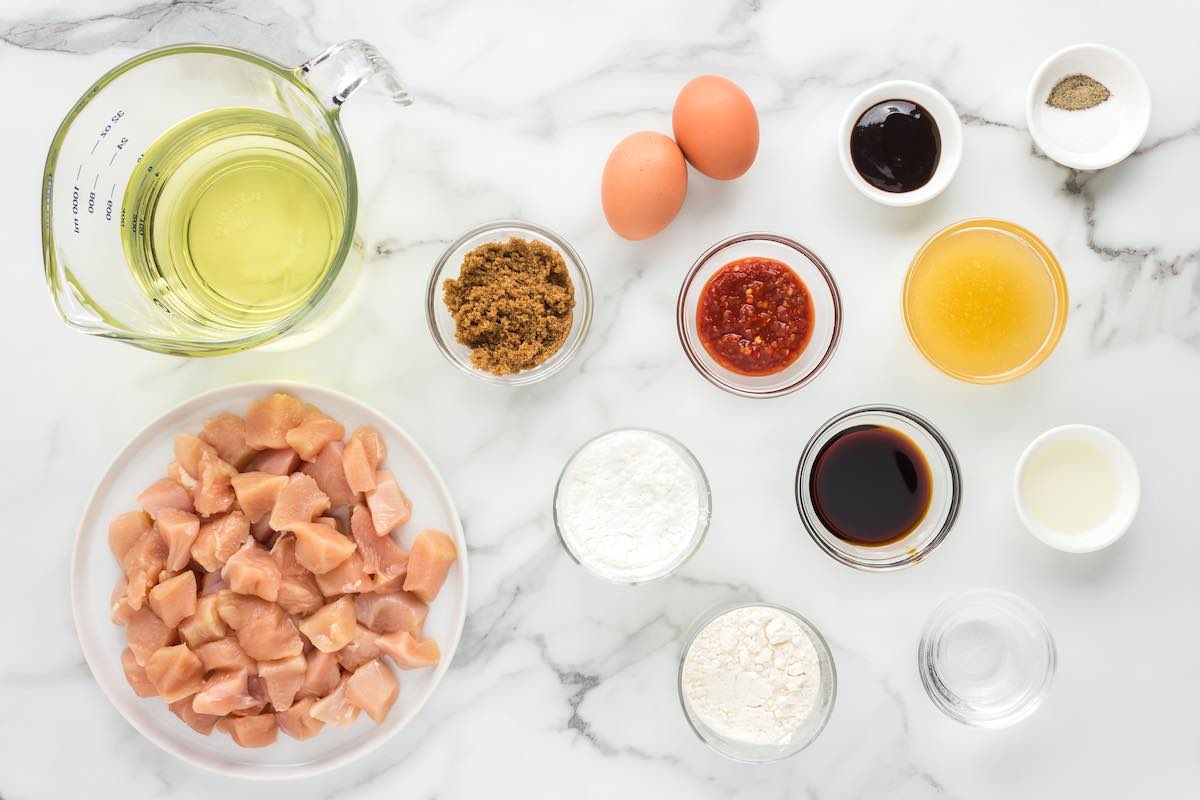 ingredients for general tso's chicken.