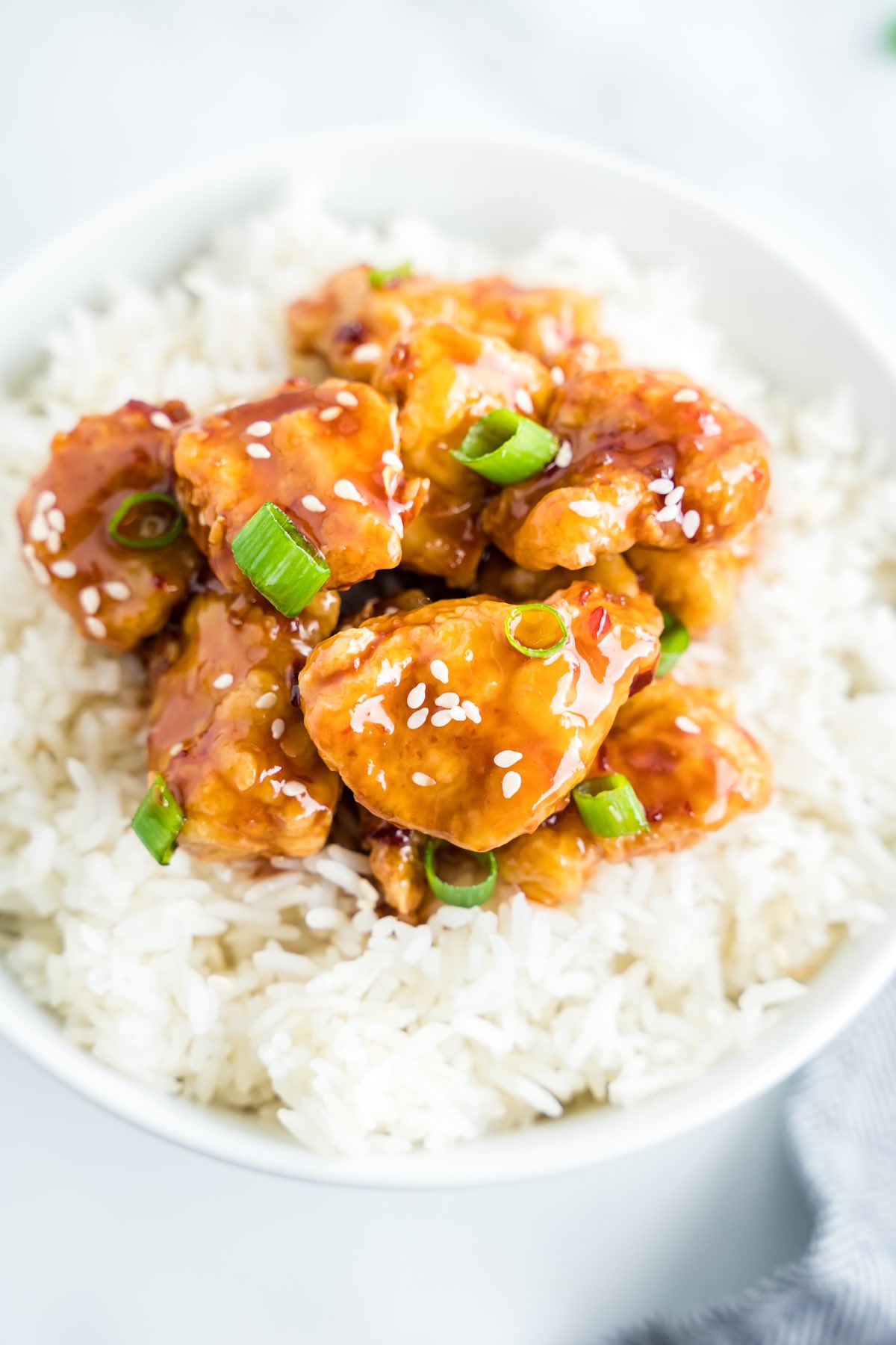 general tso's chicken over rice.