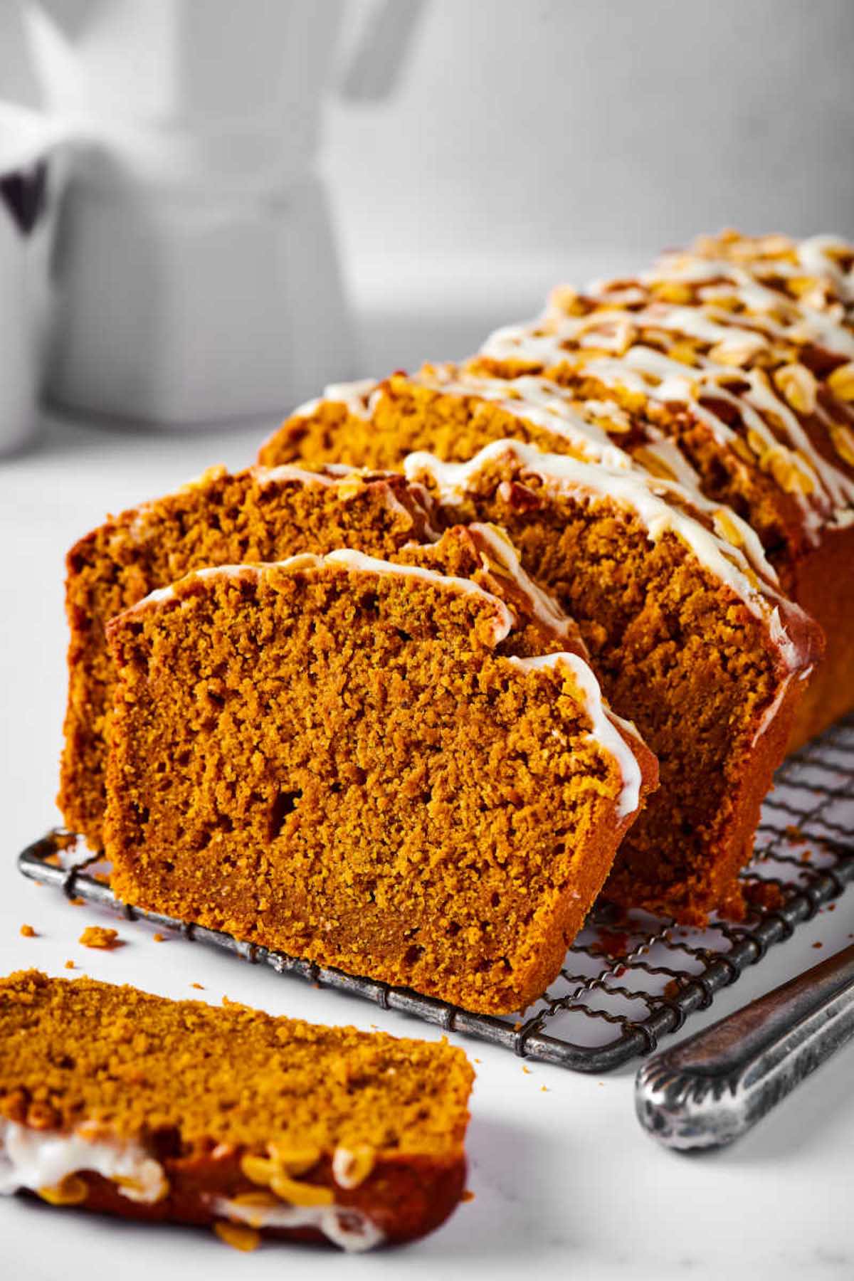 sliced healthy pumpkin bread.