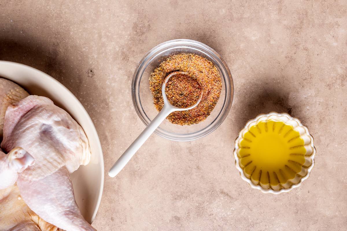 mixing spices in a bowl.