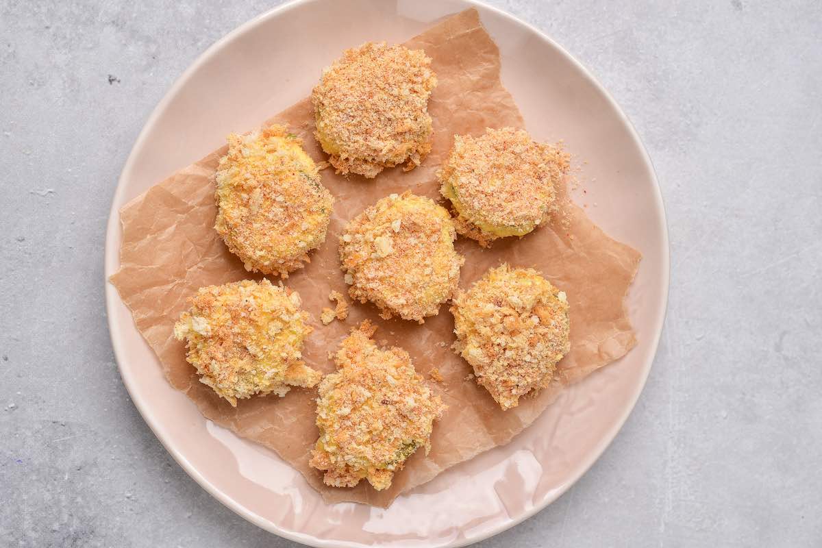 coated pickles in batter and breading.