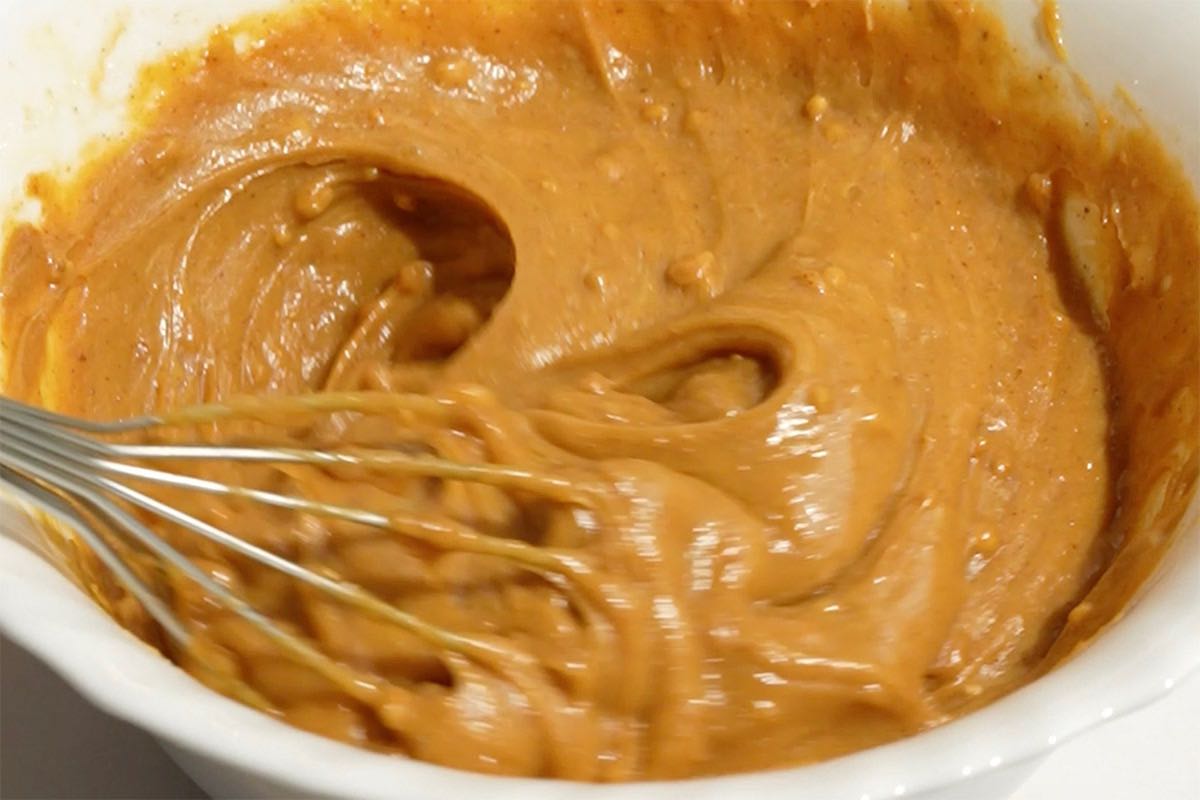 whisked ingredients in a bowl.