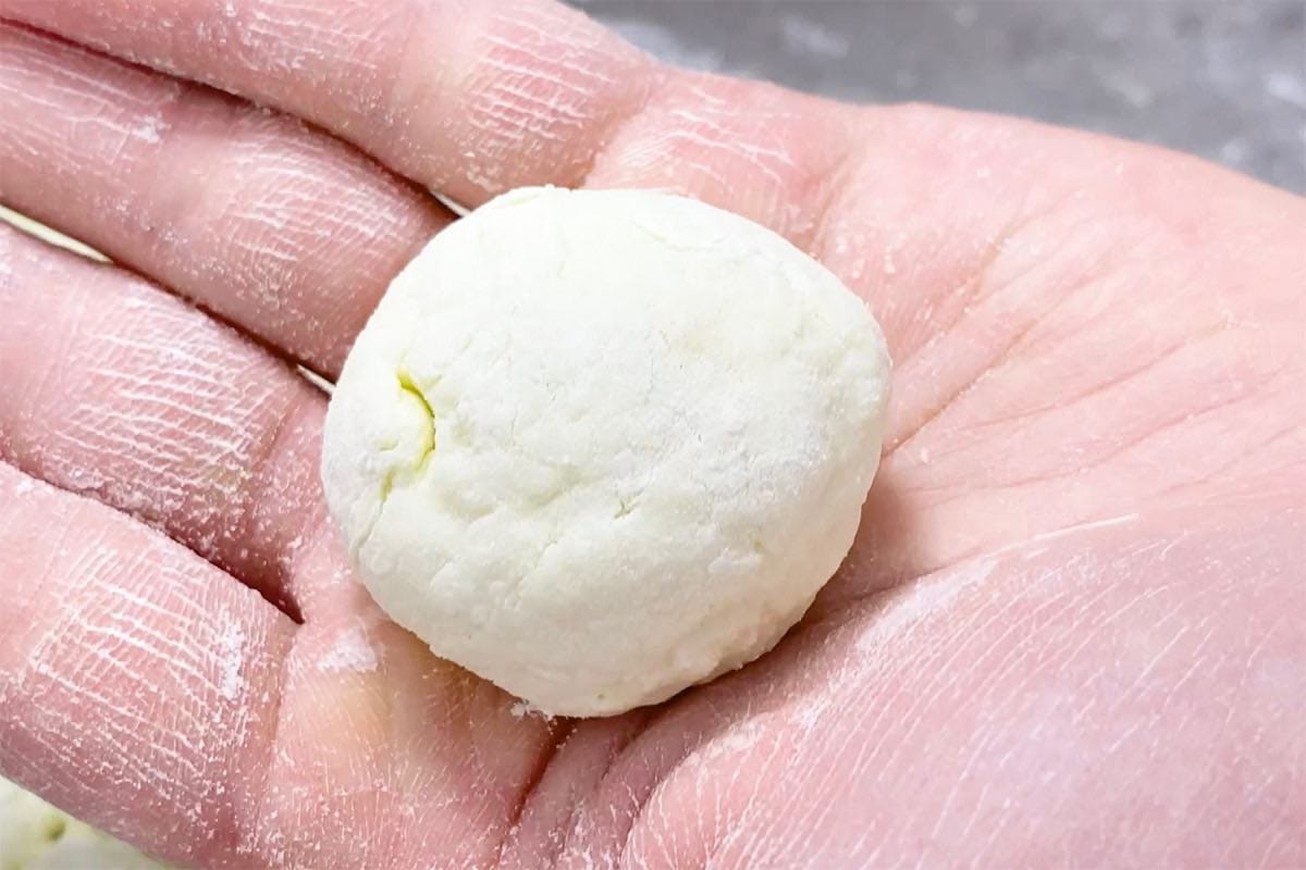 rolled balls of dough.