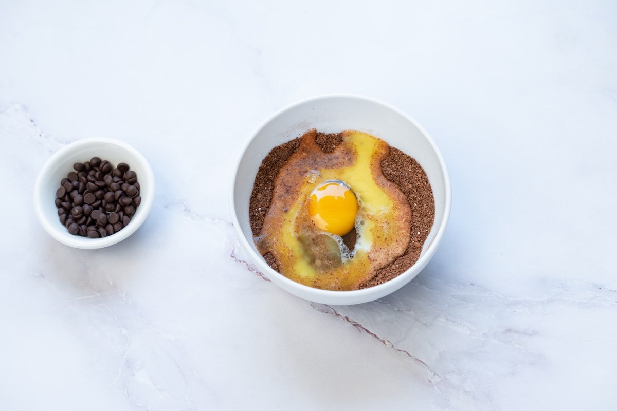 dry ingredients with egg and melted butter added.