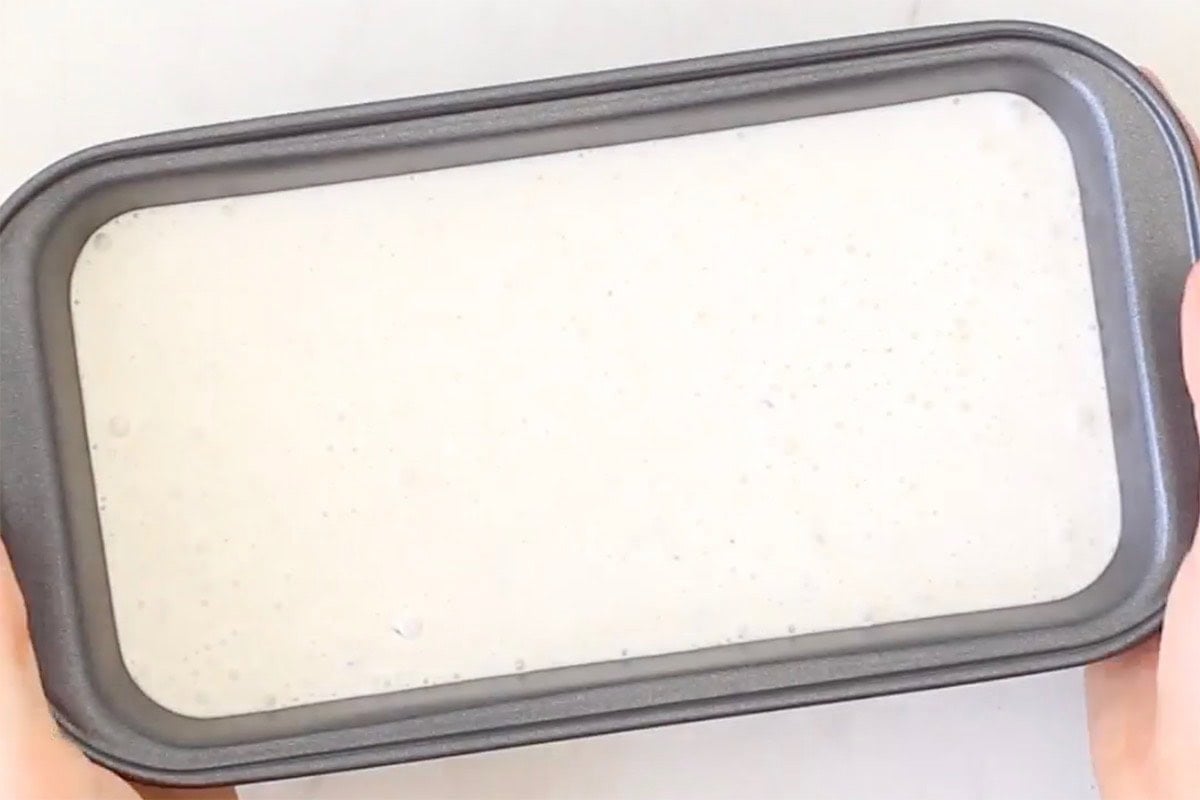 freezing protein ice cream mixture.