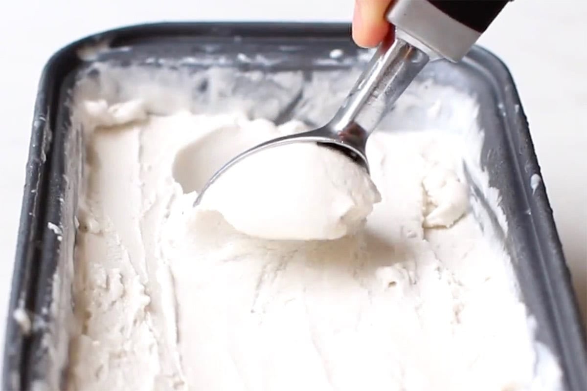 scooping protein ice cream.