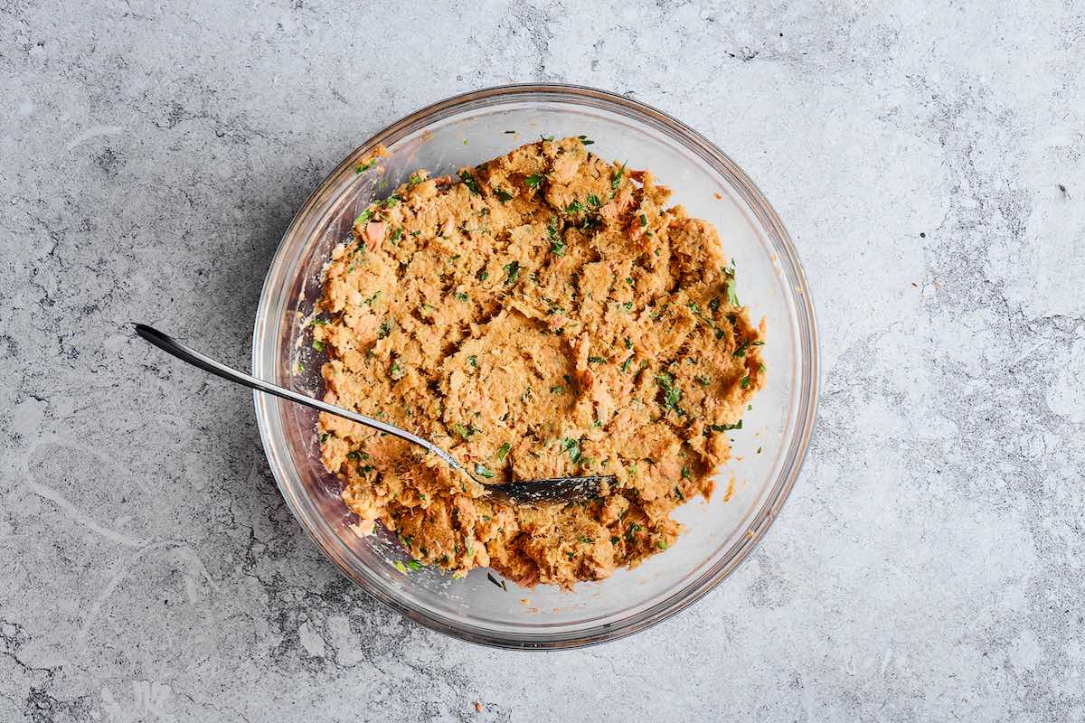 tuna patty mixture in a bowl.