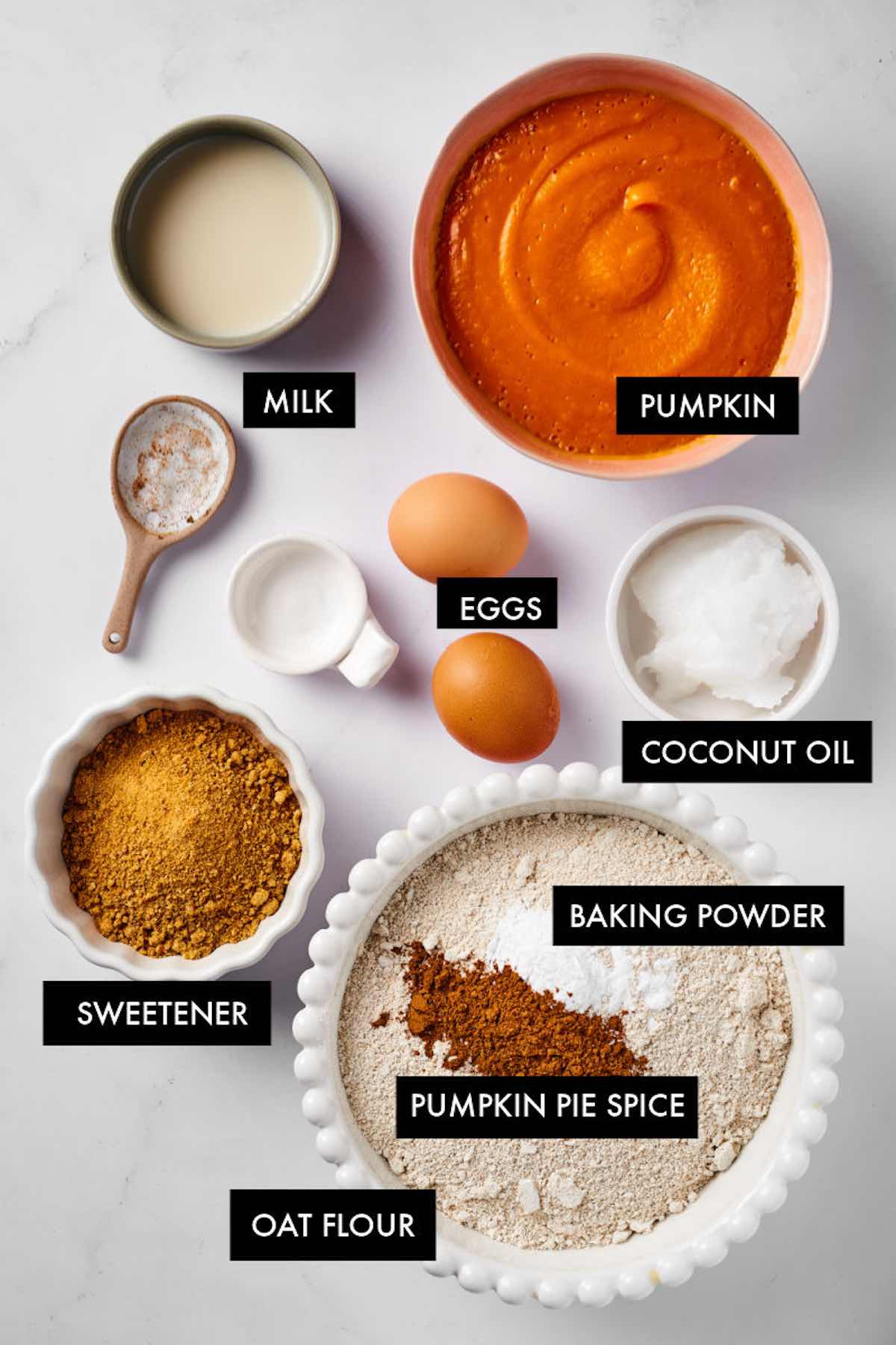 ingredients needed for pumpkin bread.