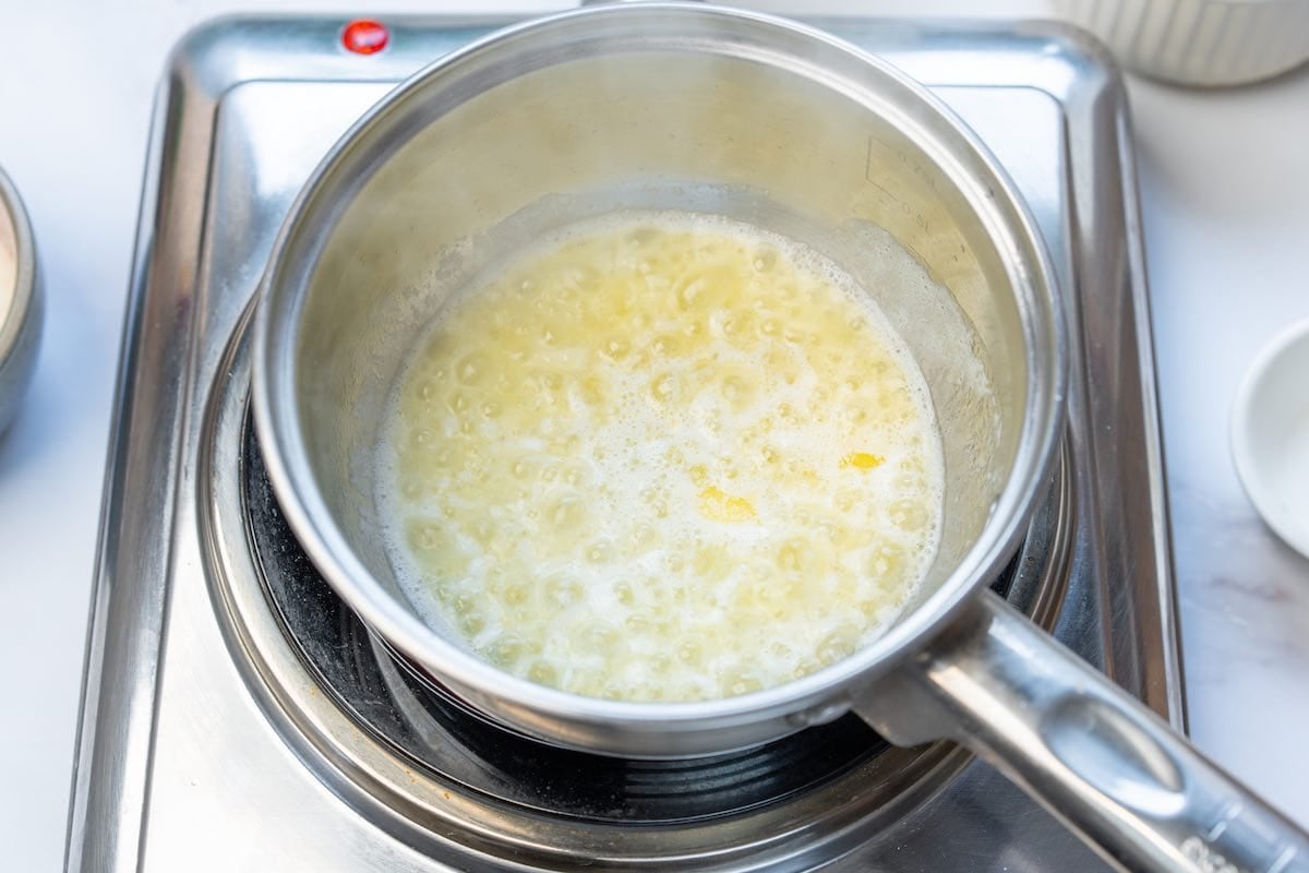 butter melting in saucepan.