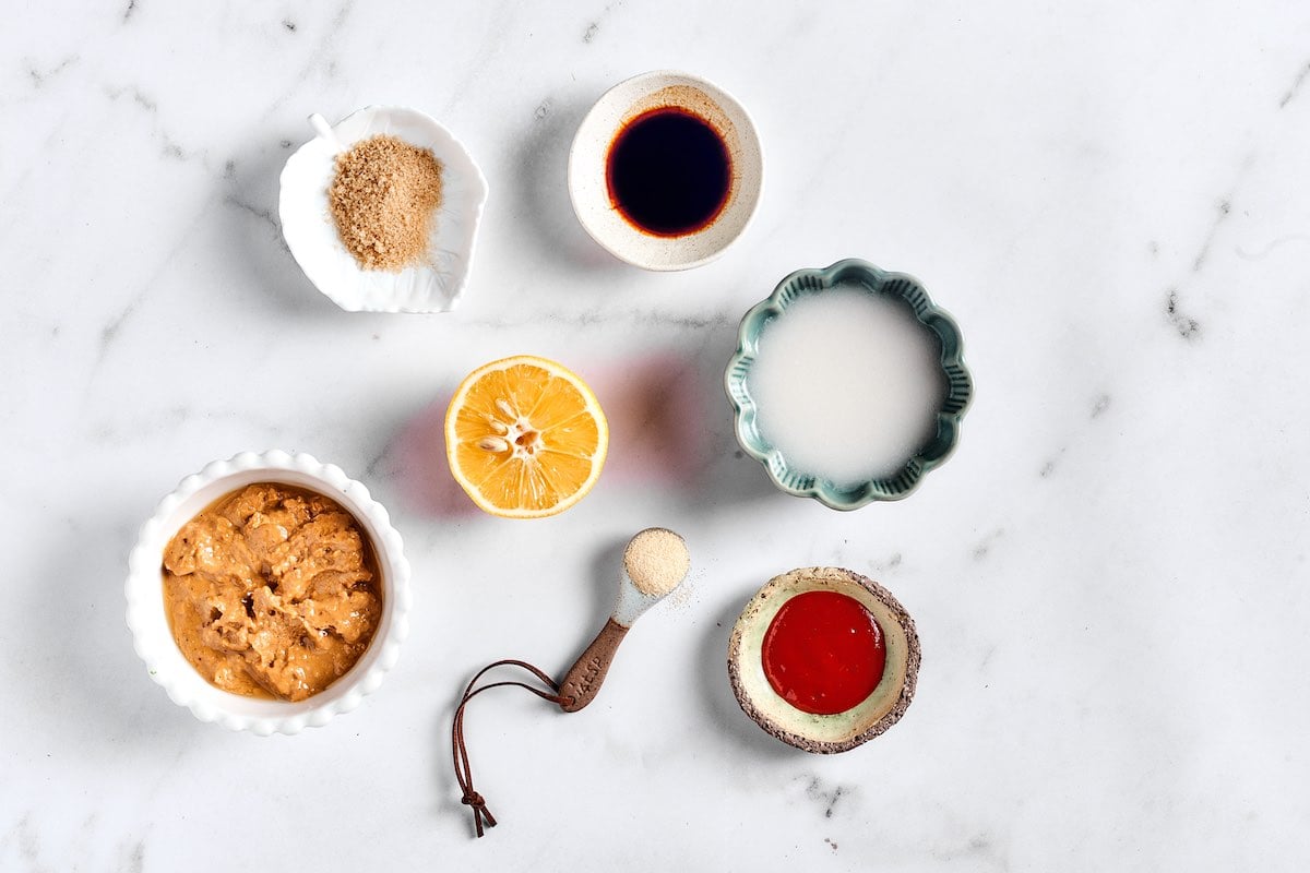 ingredients for the best peanut sauce.