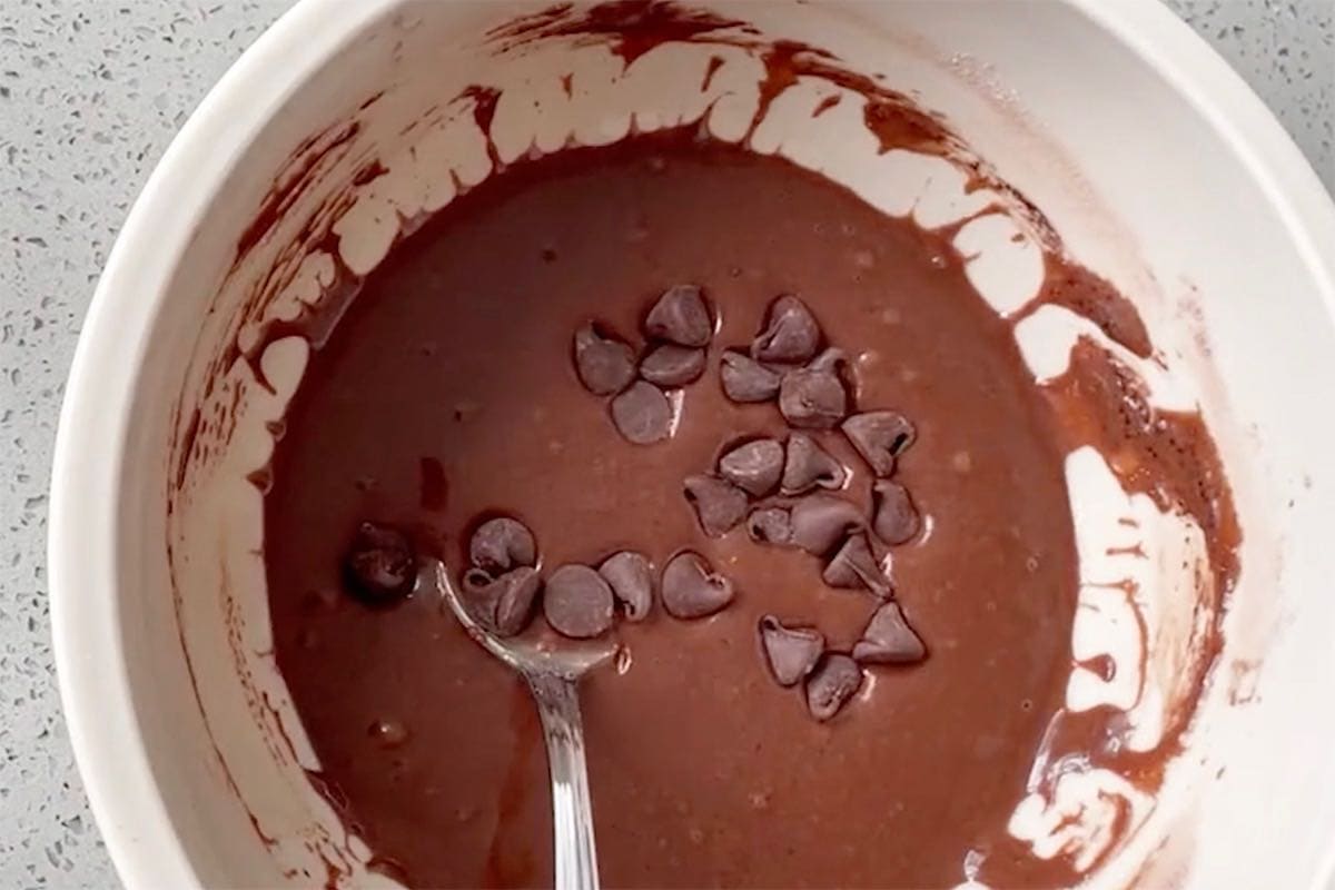 mug cake batter in bowl.