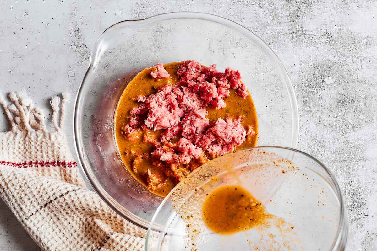 ground beef mixture with seasonings.