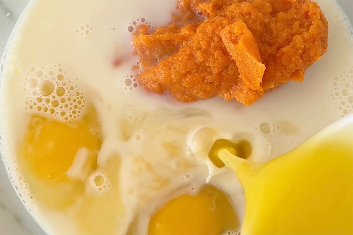 wet ingredients in a bowl.