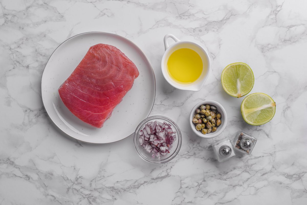 ingredients needed for tuna carpaccio.