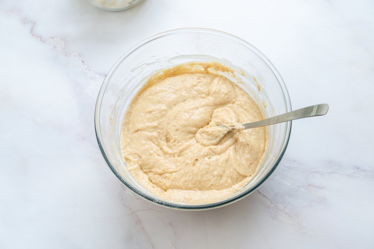 applesauce cake batter in a bowl.