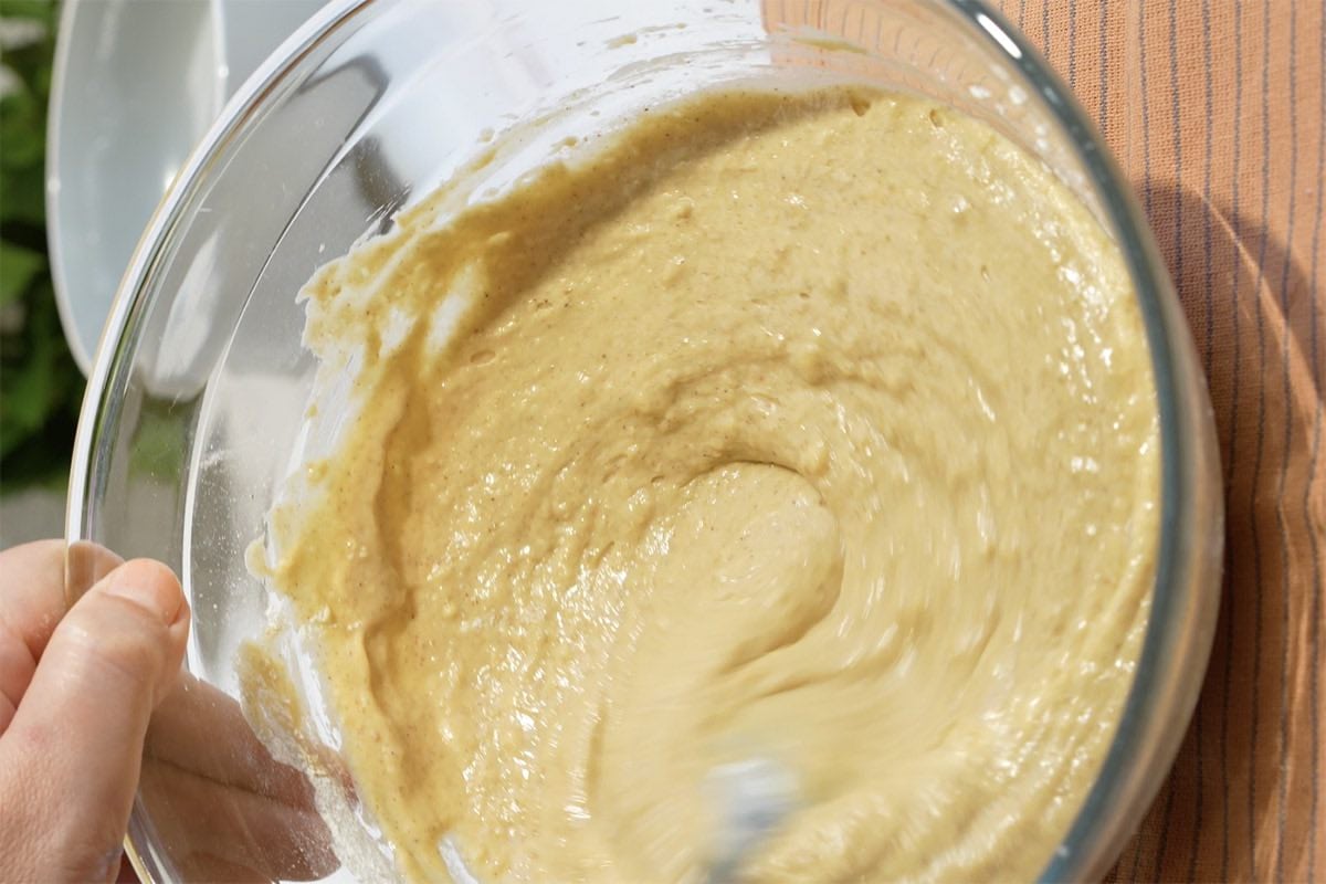 cake batter in a bowl.