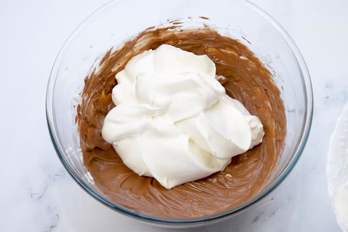 melted chocolate mixture with whipped cream folded in.