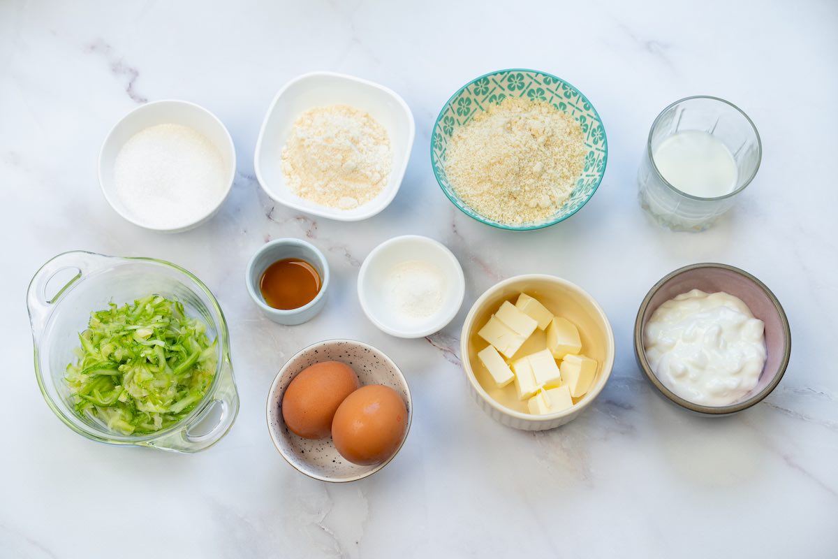 ingredients for keto zucchini bread.
