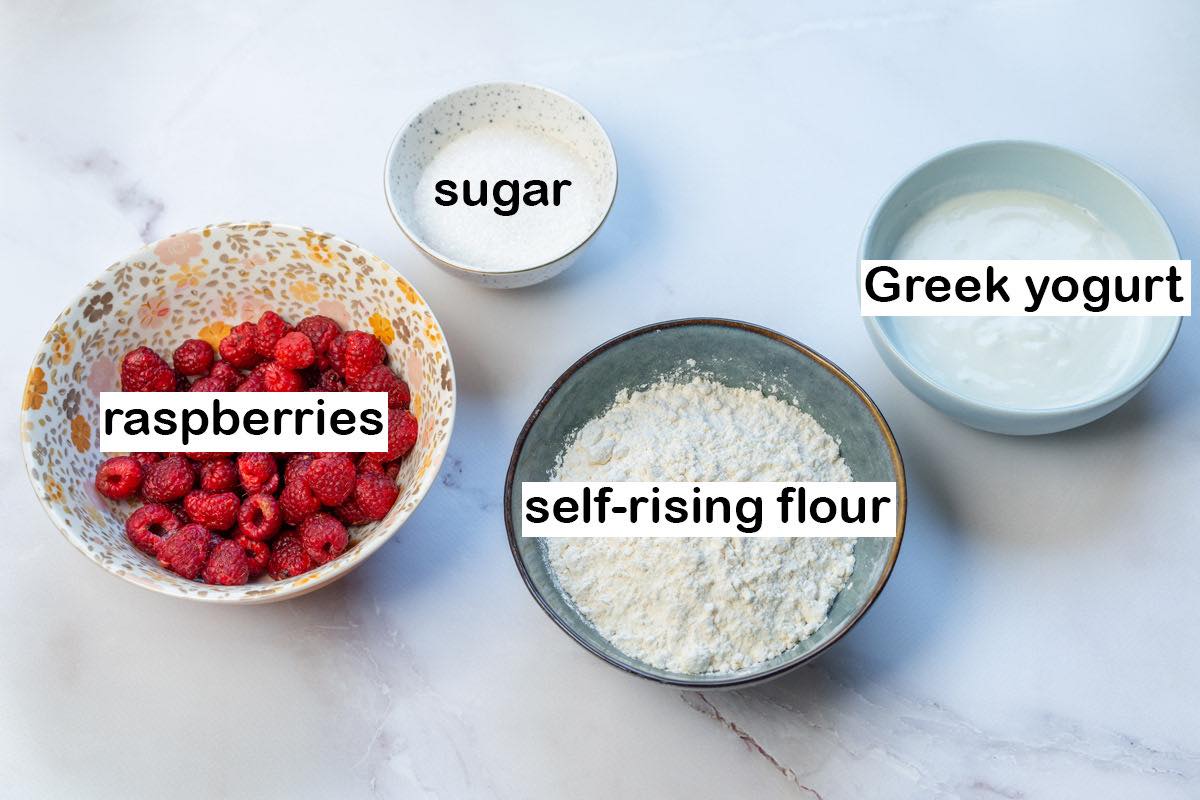 ingredients for raspberry rolls.