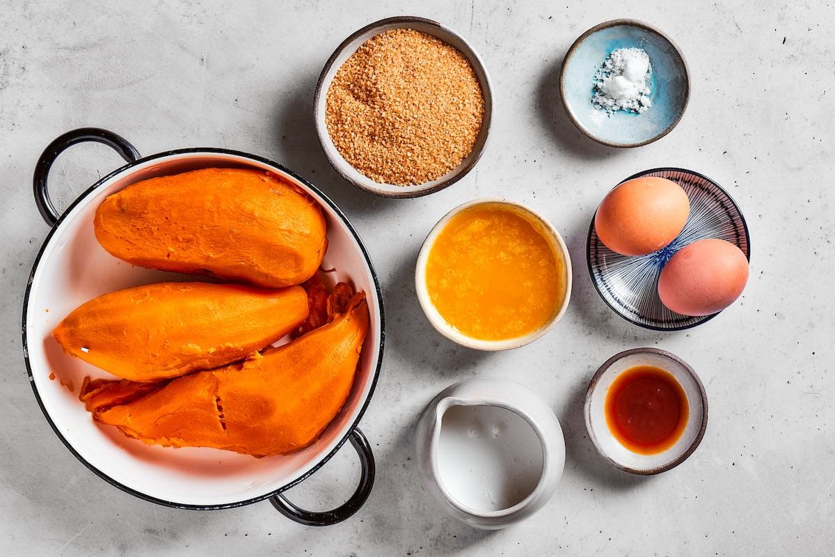 ingredients for a healthy sweet potato casserole.