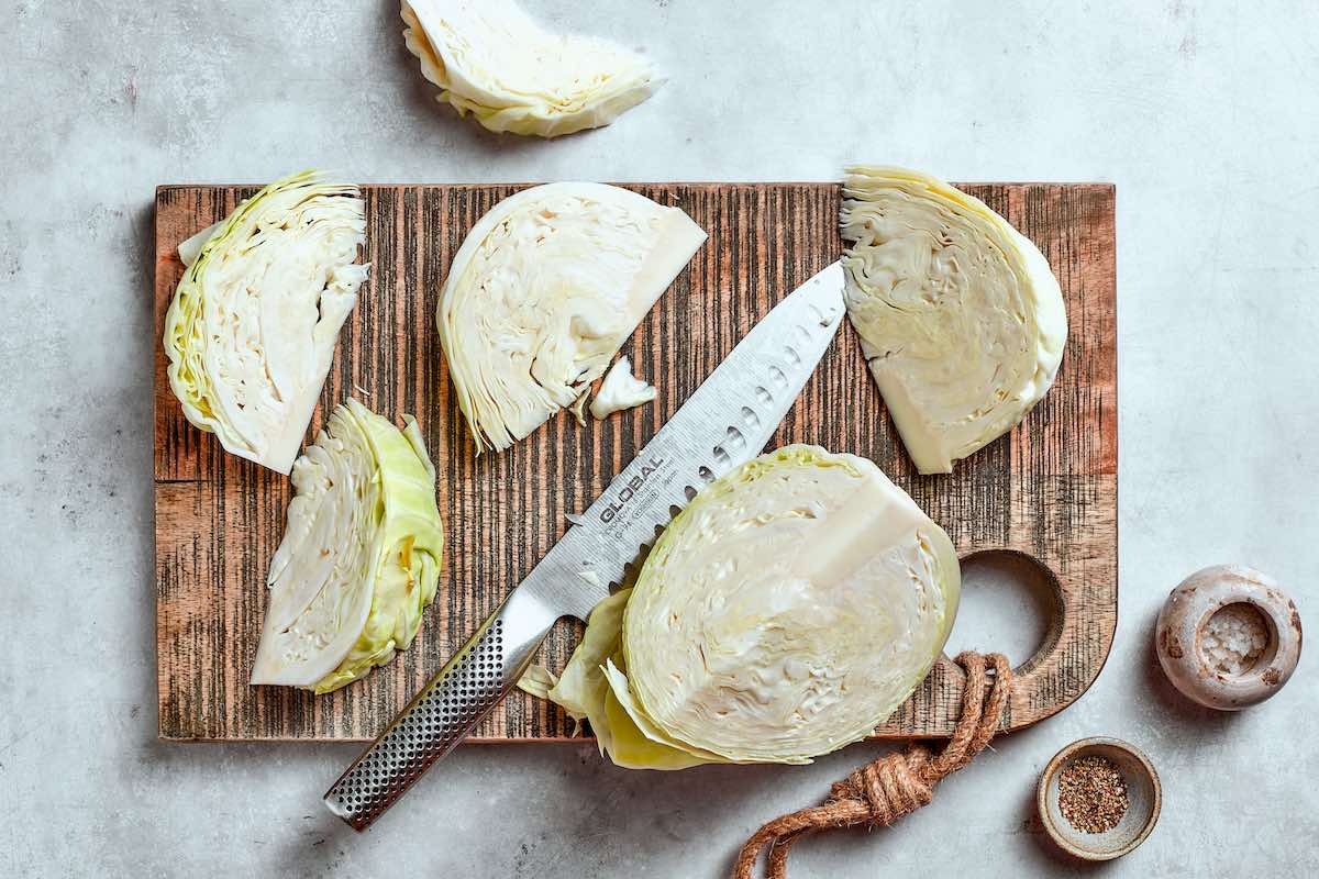 sliced raw cabbage slices.