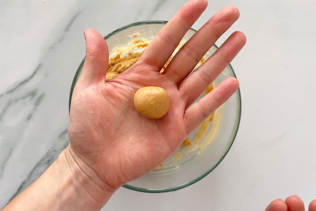 shaped balls of peanut butter filling.
