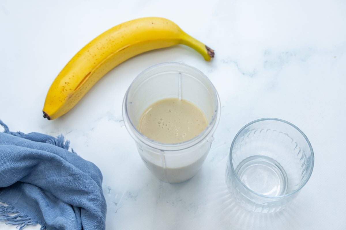 pudding mixture in a blender.
