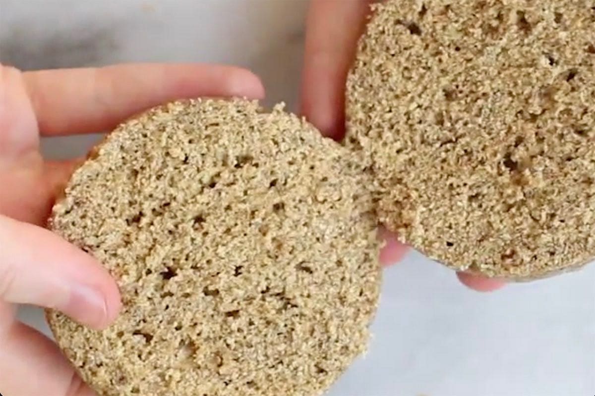 English muffin sliced in half.