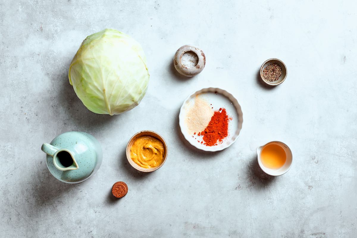 ingredients for air fryer cabbage.