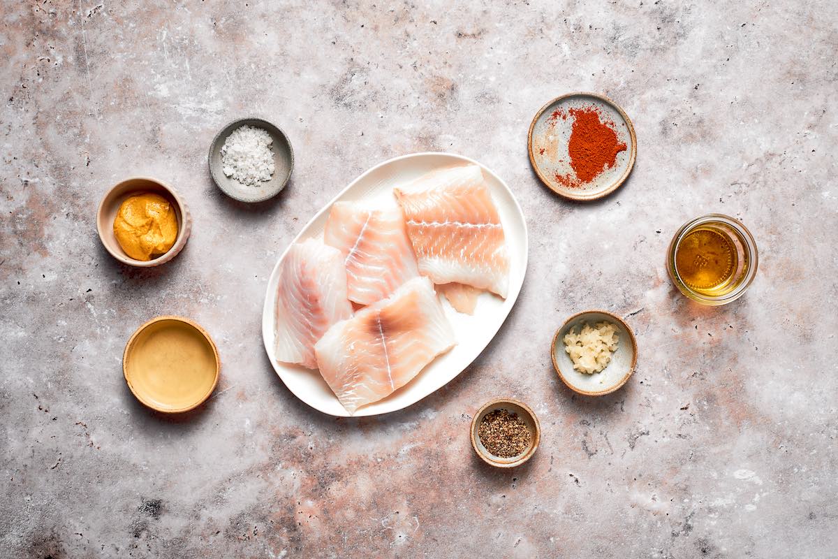 ingredients for air fryer halibut.