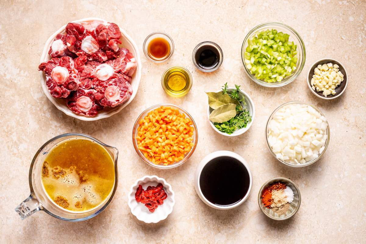 ingredients for oxtail stew.