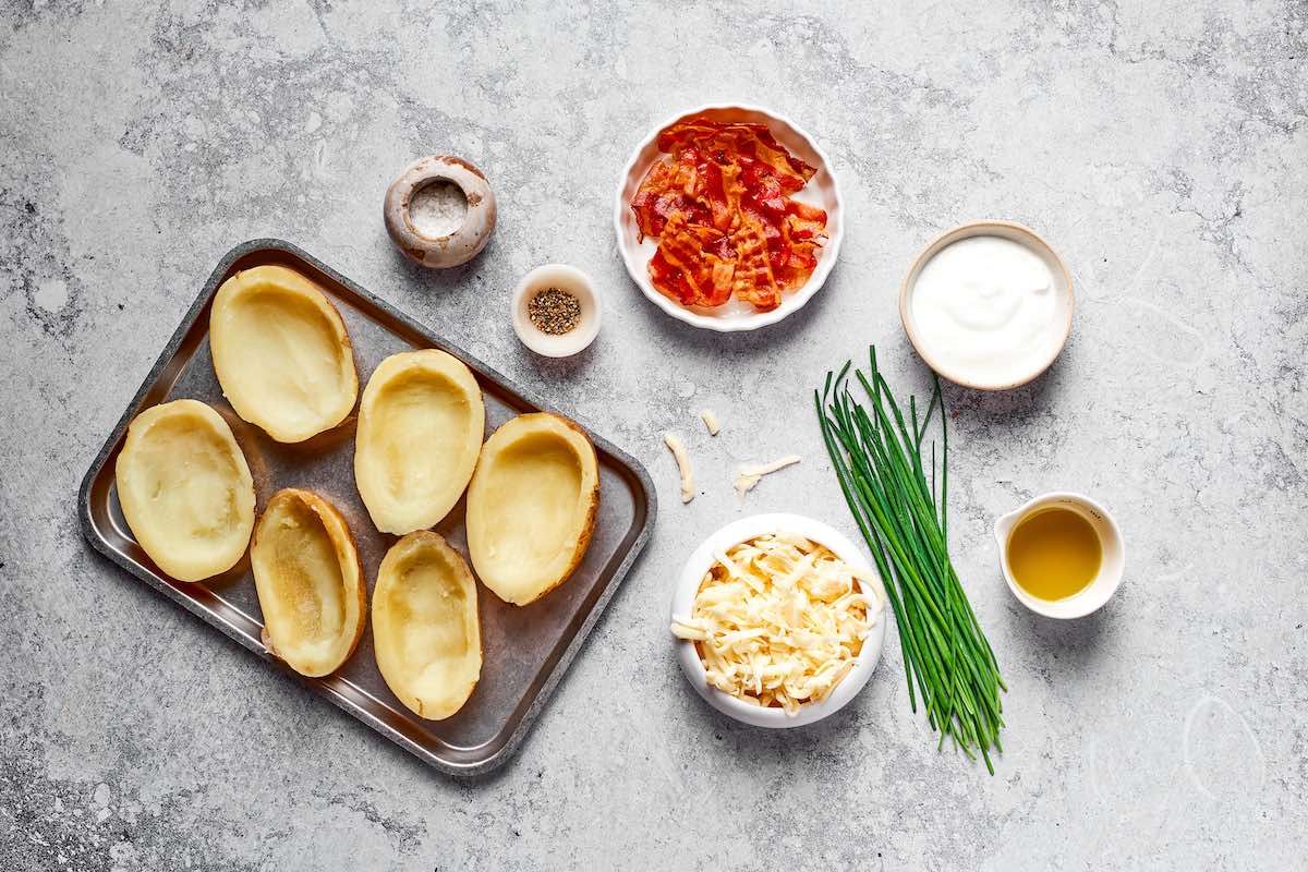 ingredients for air fried potato skins.