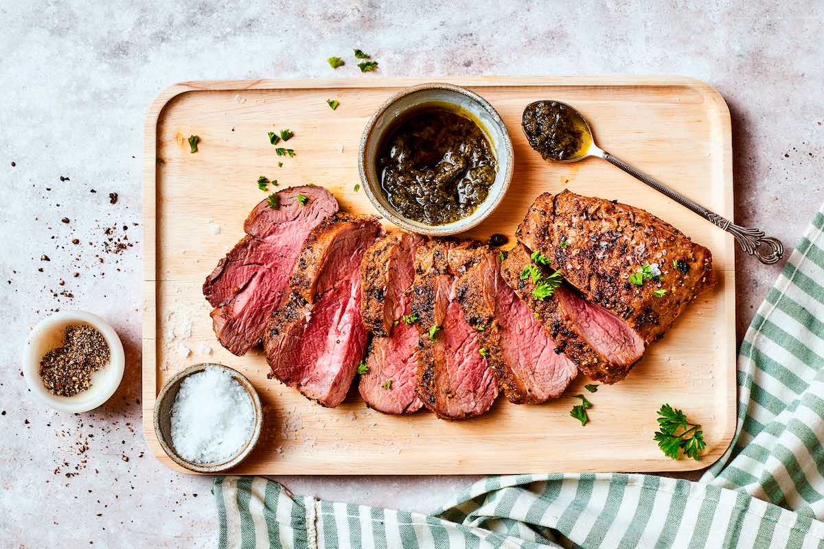 sliced and served tri tip.