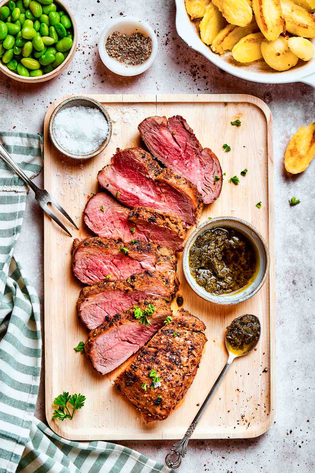sliced and served air fried tri tip.