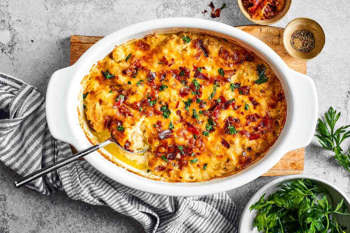baked cauliflower cheese casserole.