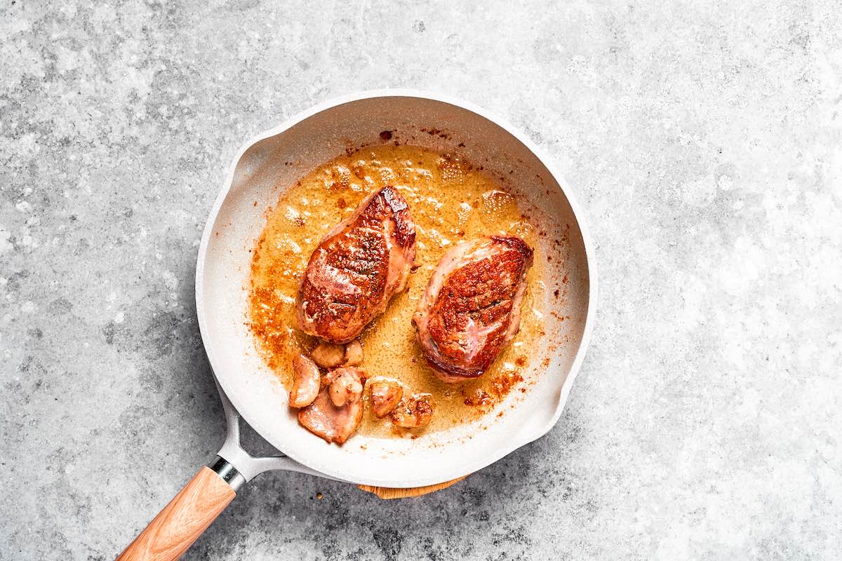 pan-seared duck breasts.